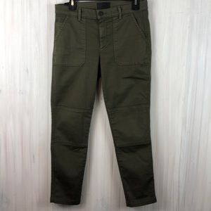 VINCE OLIVE TWILL HIGH RISE PANTS